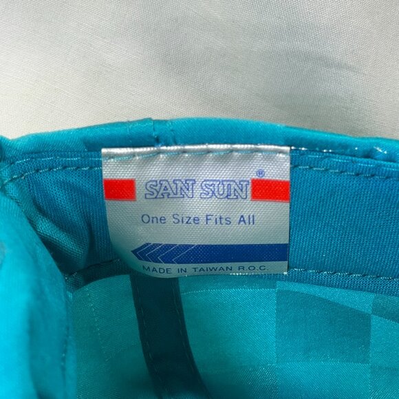 VINTAGE San Juan Signs San Sun Rope Trucker Hat | Teal Checkerboard | Excellent - Picture 6 of 6